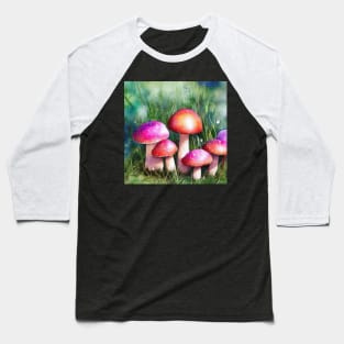 Pink and Orange Mushrooms Baseball T-Shirt